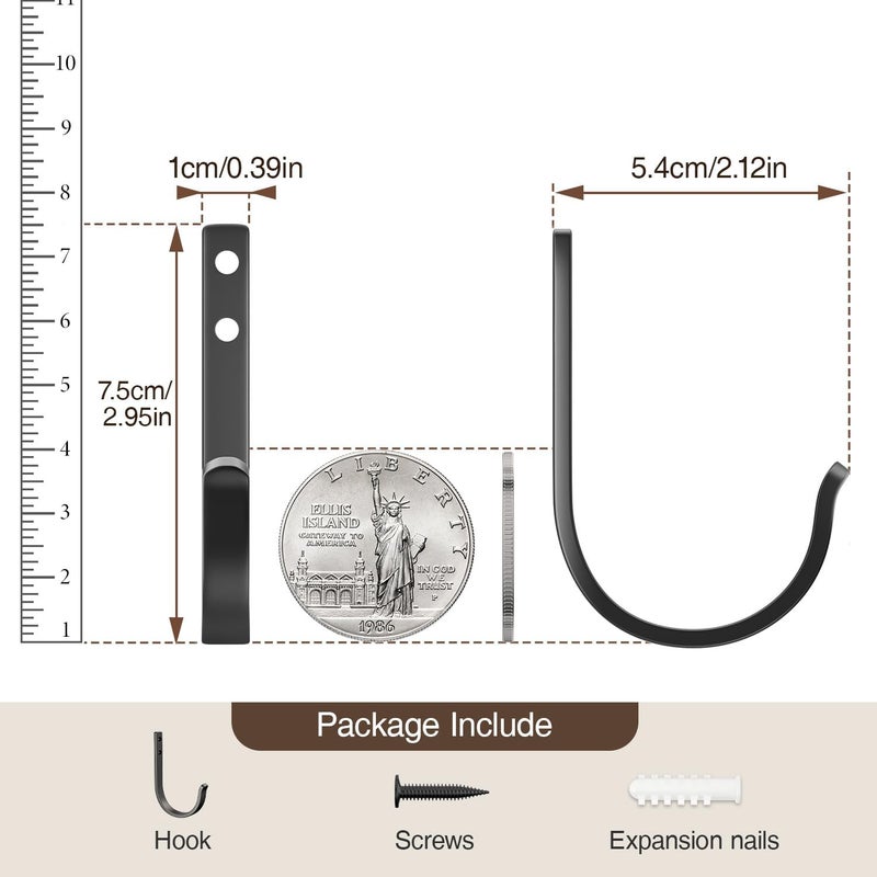 Josmimic 20-Pack Door Hooks for Coat and Towel Black - Image 4